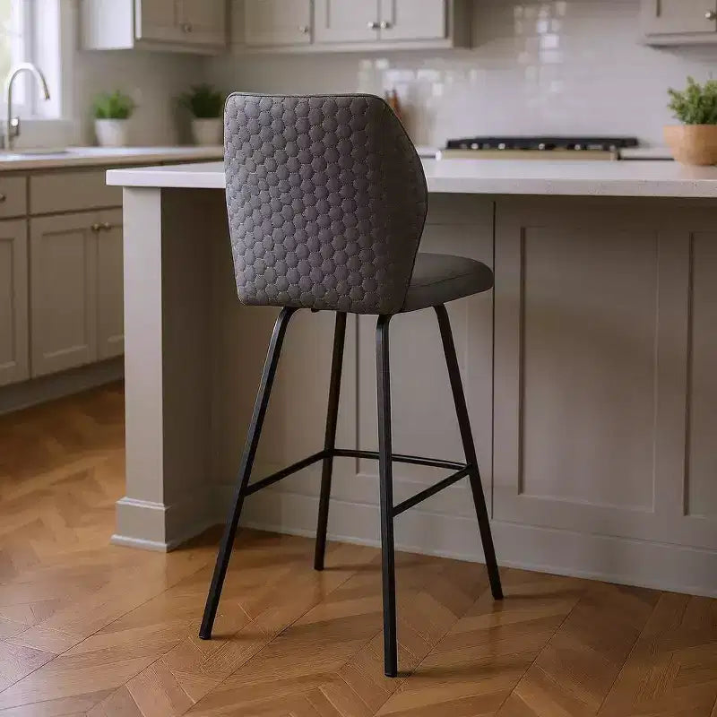 26 Tabouret de bar hauteur comptoir en similicuir et fer gris et noir