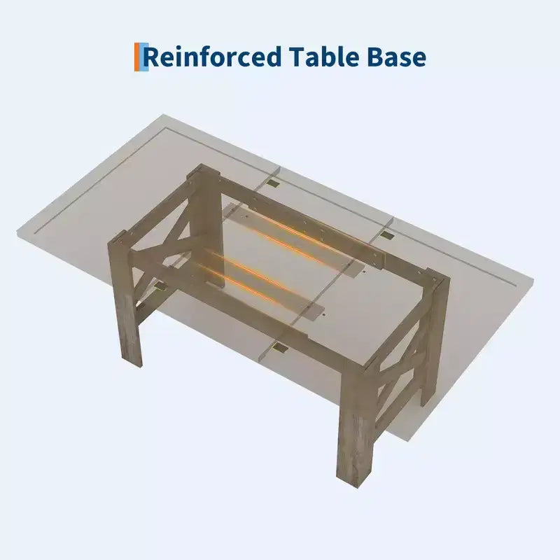 Table de salle à manger de ferme de 180 cm pour 6 à 8 personnes, table de cuisine rectangulaire en bois avec un piètement tréteau robuste pour les réunions de famille