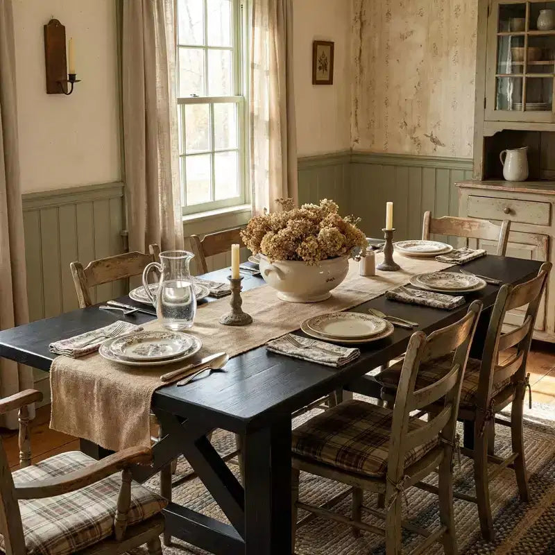 Table de salle à manger de ferme de 180 cm pour 6 à 8 personnes, table de cuisine rectangulaire en bois avec un piètement tréteau robuste pour les réunions de famille