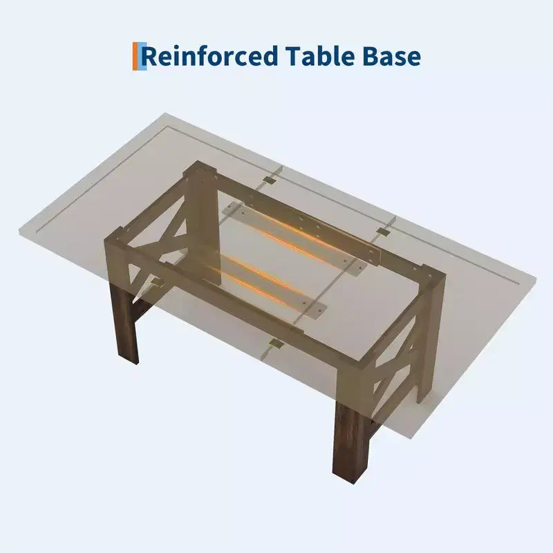 Table de salle à manger de ferme de 180 cm pour 6 à 8 personnes, table de cuisine rectangulaire en bois avec un piètement tréteau robuste pour les réunions de famille