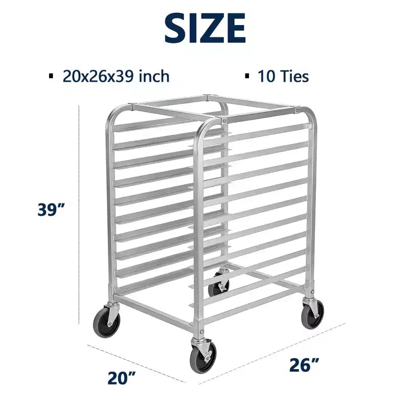 Étagère à plaques à pâtisserie en aluminium - Chariot de refroidissement mobile à roues verrouillables - pour cuisine et pâtisserie