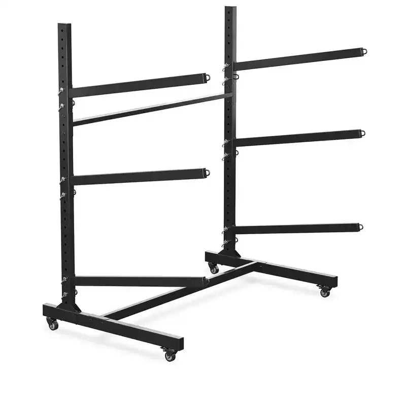 Porte-kayak autoportant robuste à 3 niveaux, porte-bagages en acier avec roues verrouillables, peut contenir des kayaks, des canoës, des SUP, des planches de surf jusqu'à 54 kg, pour garage