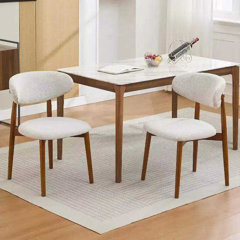 Set of 2 Superior Comfort Wooden Dining Chairs, Linen Upholstered Seat Coffee Legs Stylish Design, Ideal for Kitchen Dining Room Bedroom