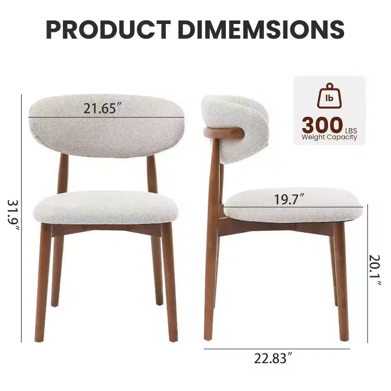 Lot de 2 Chaises de Salle à Manger en Bois Confort Supérieur, Assise Rembourrée en Lin Pieds Café Design Élégant, Idéales pour Cuisine Salle à Manger Chambre