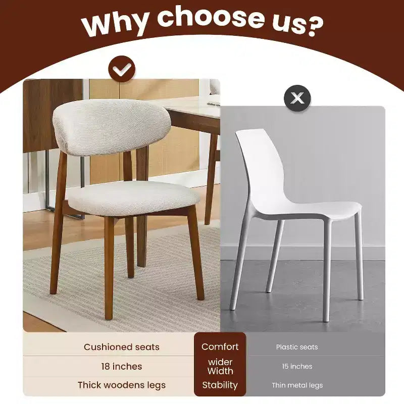 Lot de 2 Chaises de Salle à Manger en Bois Confort Supérieur, Assise Rembourrée en Lin Pieds Café Design Élégant, Idéales pour Cuisine Salle à Manger Chambre