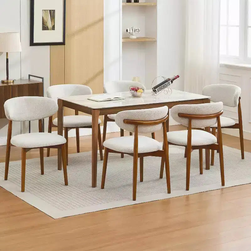 Lot de 2 Chaises de Salle à Manger en Bois Confort Supérieur, Assise Rembourrée en Lin Pieds Café Design Élégant, Idéales pour Cuisine Salle à Manger Chambre
