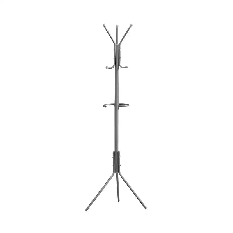 Porte-manteau en métal de 173 cm avec barre de suspension et 6 crochets, porte-parapluies