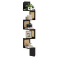 VASAGLE 5-Tier Corner Shelf, Wall Mounted Floating Shelf, Zigzag Corner Shelf Unit, PVC Rattan Sides, Space-Saving, Boho Style