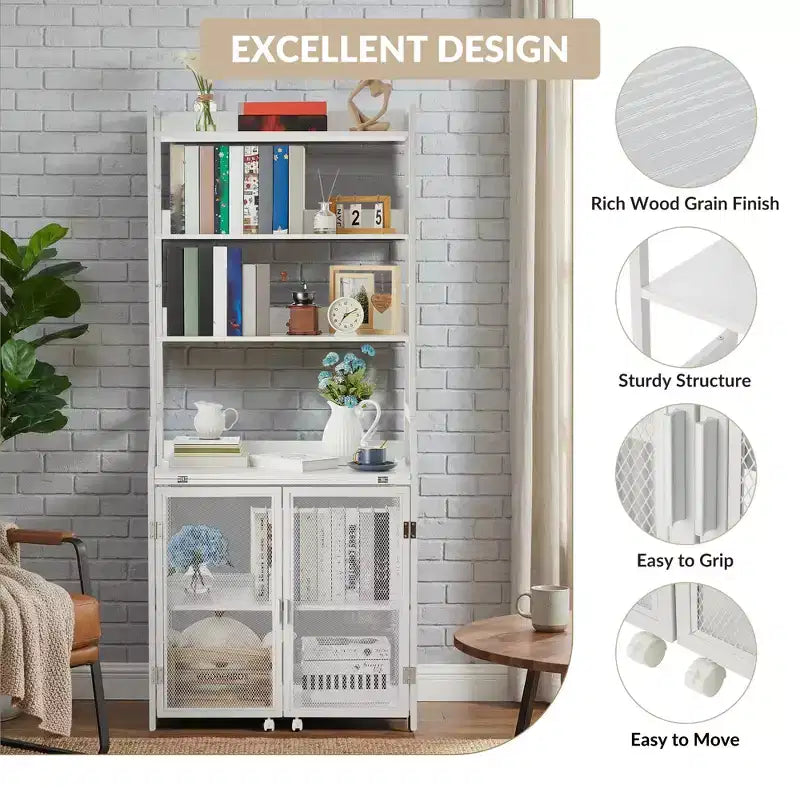 Étagère à Livres, Bibliothèque Industrielle, Étagère de Présentation en Bois avec Cadre Métallique, Unité d'Étagères de Rangement au Sol pour Chambre à Coucher, Salon, Bureau à Domicile