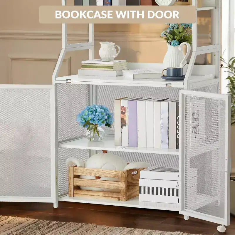 Étagère à Livres, Bibliothèque Industrielle, Étagère de Présentation en Bois avec Cadre Métallique, Unité d'Étagères de Rangement au Sol pour Chambre à Coucher, Salon, Bureau à Domicile