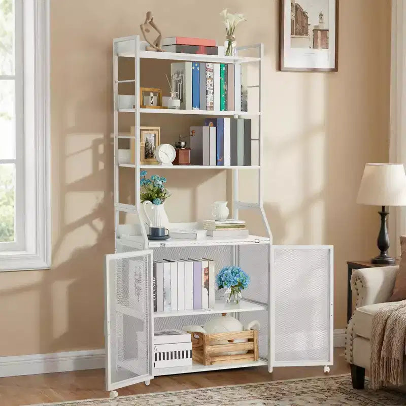 Étagère à Livres, Bibliothèque Industrielle, Étagère de Présentation en Bois avec Cadre Métallique, Unité d'Étagères de Rangement au Sol pour Chambre à Coucher, Salon, Bureau à Domicile