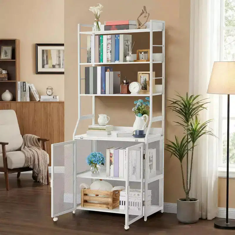 Étagère à Livres, Bibliothèque Industrielle, Étagère de Présentation en Bois avec Cadre Métallique, Unité d'Étagères de Rangement au Sol pour Chambre à Coucher, Salon, Bureau à Domicile