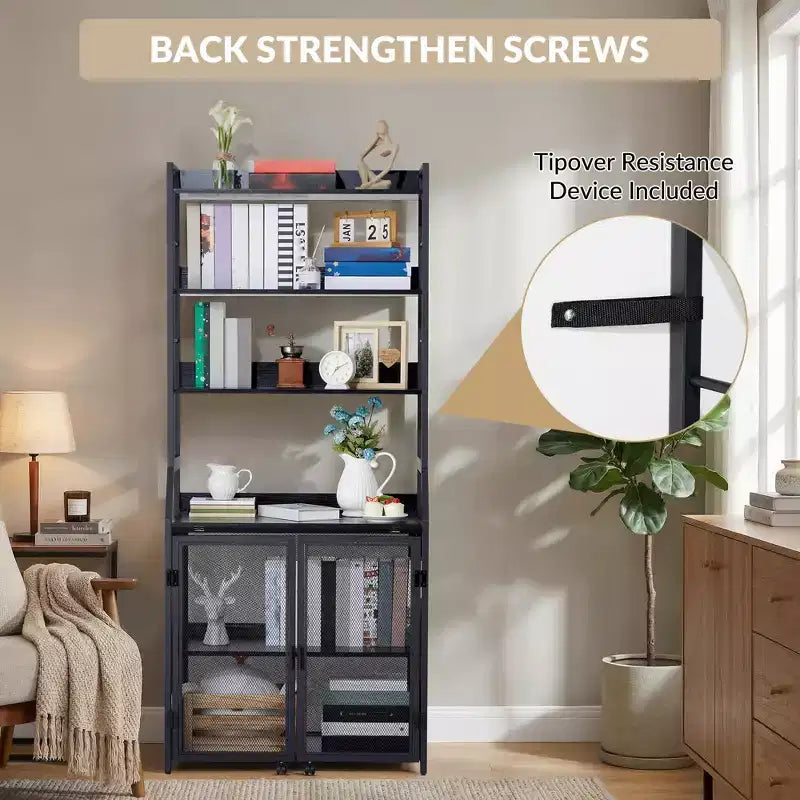Étagère à Livres, Bibliothèque Industrielle, Étagère de Présentation en Bois avec Cadre Métallique, Unité d'Étagères de Rangement au Sol pour Chambre à Coucher, Salon, Bureau à Domicile
