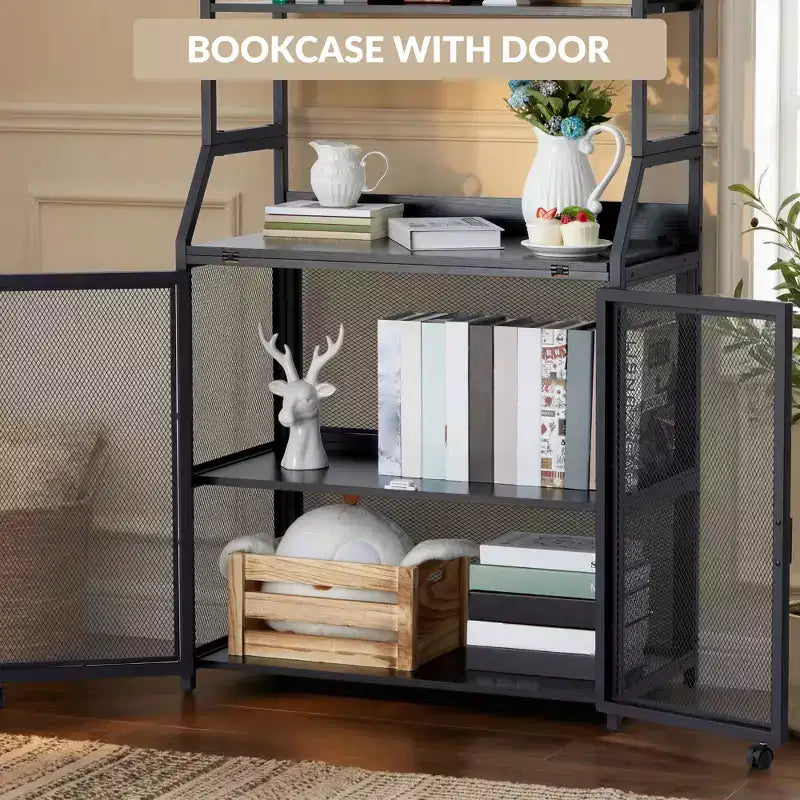 Étagère à Livres, Bibliothèque Industrielle, Étagère de Présentation en Bois avec Cadre Métallique, Unité d'Étagères de Rangement au Sol pour Chambre à Coucher, Salon, Bureau à Domicile