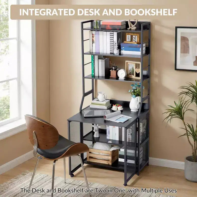 Étagère à Livres, Bibliothèque Industrielle, Étagère de Présentation en Bois avec Cadre Métallique, Unité d'Étagères de Rangement au Sol pour Chambre à Coucher, Salon, Bureau à Domicile