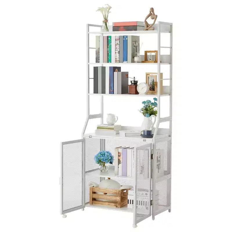 Étagère à Livres, Bibliothèque Industrielle, Étagère de Présentation en Bois avec Cadre Métallique, Unité d'Étagères de Rangement au Sol pour Chambre à Coucher, Salon, Bureau à Domicile