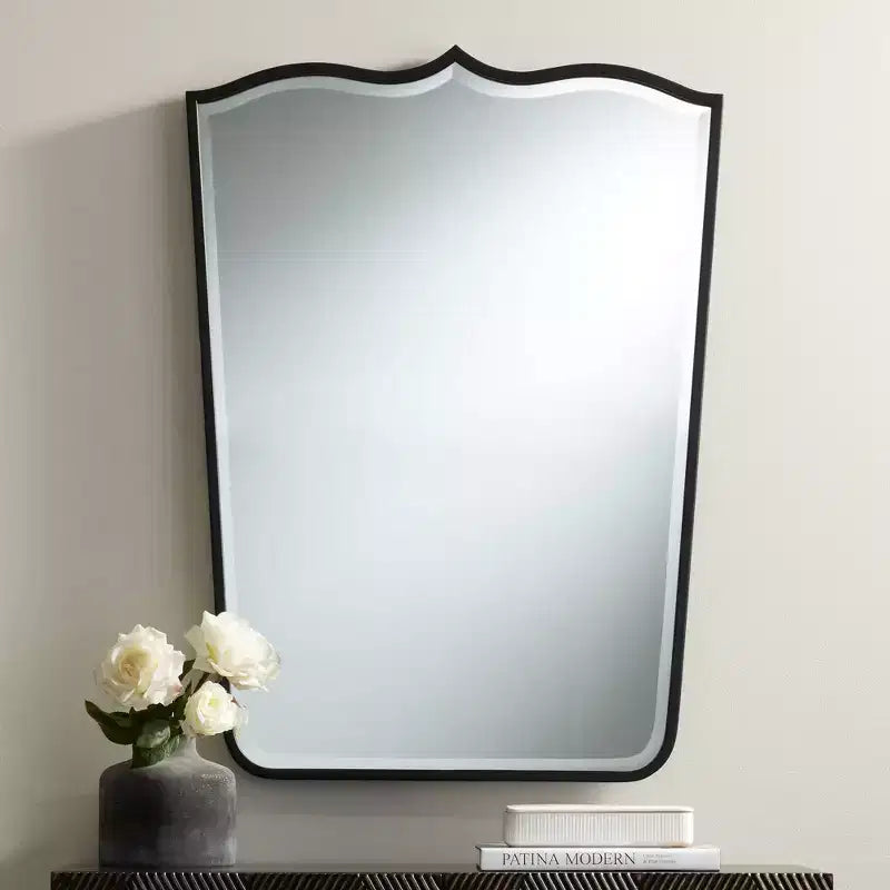 Miroirs à dessus incurvé 27 x 36 3/4 Noir satiné - Lot de 2