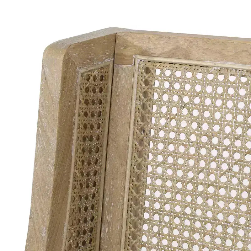 Lot de 2 chaises de salle à manger capitonnées en bois et rotin gris anthracite/naturel