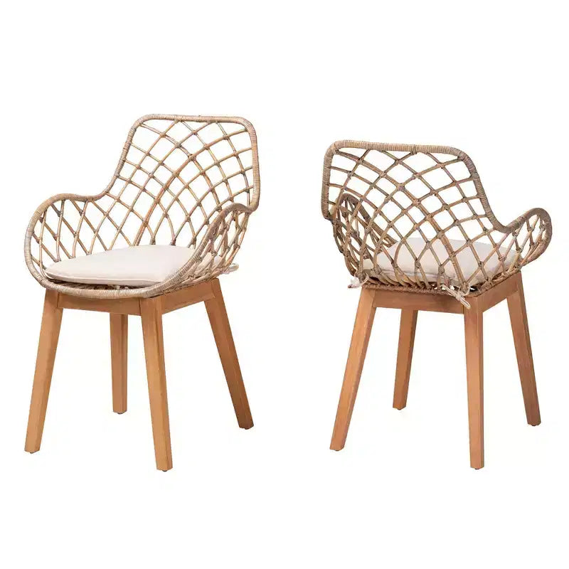 Chaise de salle à manger en bois Gris délavé/Marron naturel/Blanc : Rembourrage en polyester, Nettoyage des taches