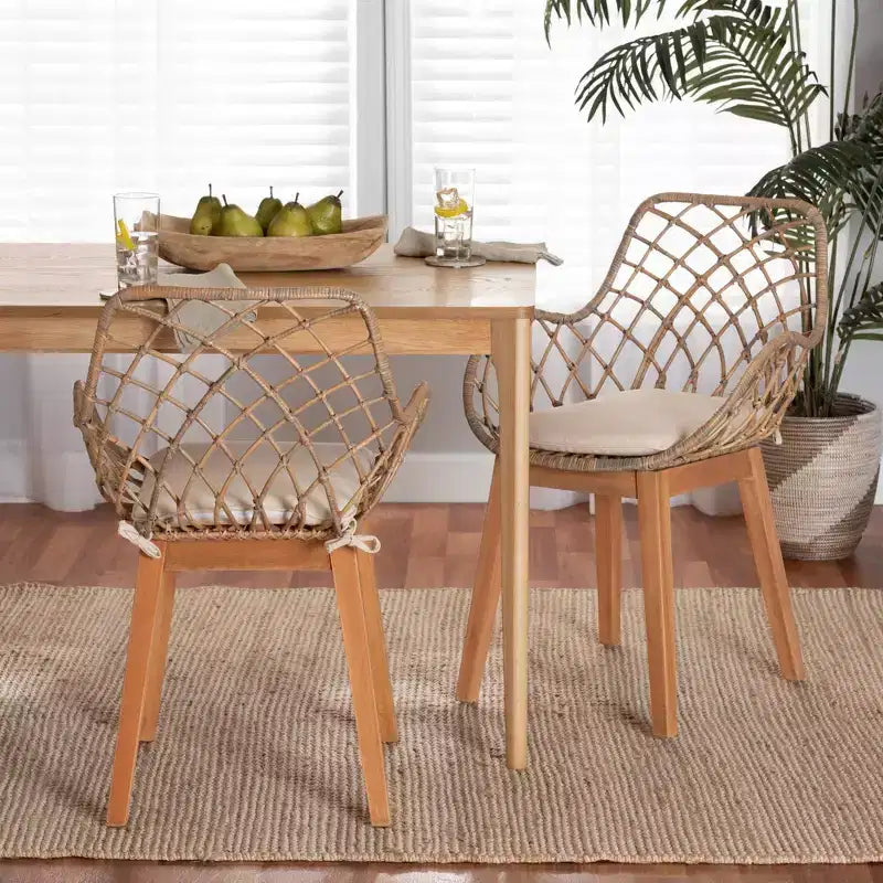 Chaise de salle à manger en bois Gris délavé/Marron naturel/Blanc : Rembourrage en polyester, Nettoyage des taches