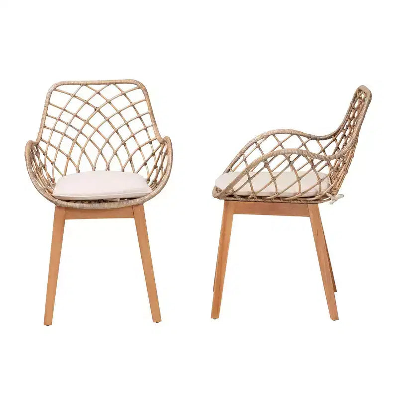 Chaise de salle à manger en bois Gris délavé/Marron naturel/Blanc : Rembourrage en polyester, Nettoyage des taches
