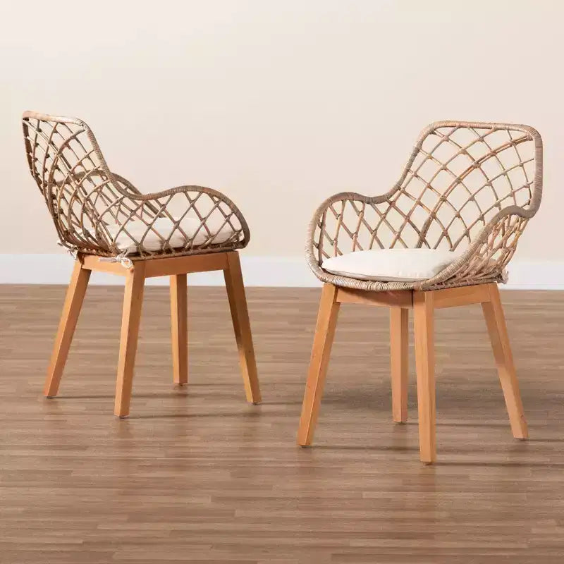 Chaise de salle à manger en bois Gris délavé/Marron naturel/Blanc : Rembourrage en polyester, Nettoyage des taches