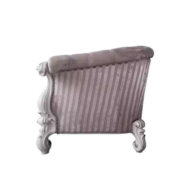 Tissu ivoire/Finition blanc cassé – Meuble : Design en croissant traditionnel, Aucun assemblage requis