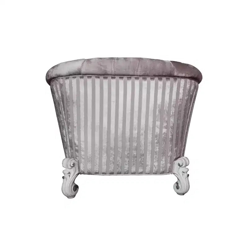 Tissu ivoire/Finition blanc cassé – Meuble : Design en croissant traditionnel, Aucun assemblage requis