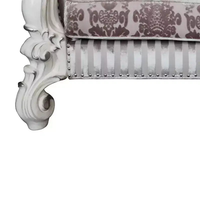 Tissu ivoire/Finition blanc cassé – Meuble : Design en croissant traditionnel, Aucun assemblage requis