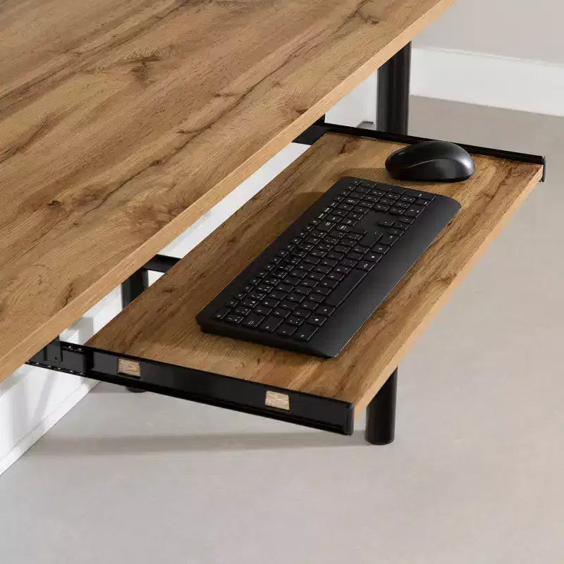 Commode à 5 tiroirs : Glissières métalliques, surface stratifiée, cadre en panneaux de particules, 123,8 cm H