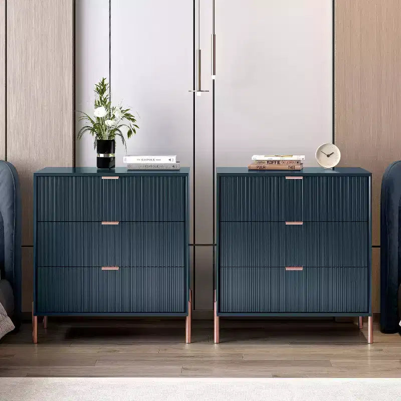 Lot de 2 tables de chevet à 3 tiroirs Éclat Moderne – Bleu marine