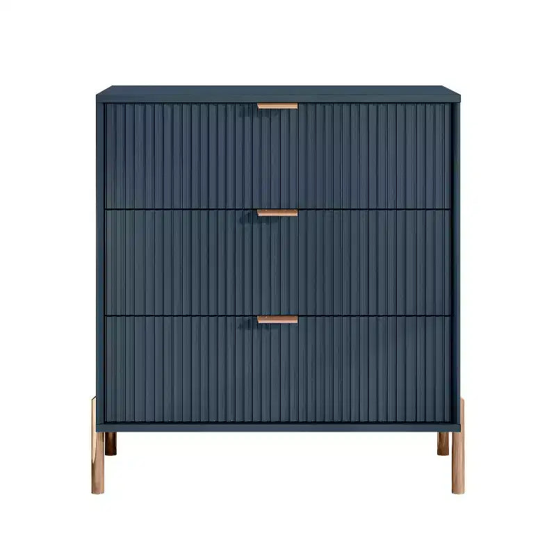 Lot de 2 tables de chevet à 3 tiroirs Éclat Moderne – Bleu marine