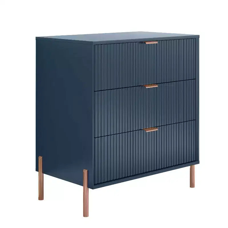 Lot de 2 tables de chevet à 3 tiroirs Éclat Moderne – Bleu marine