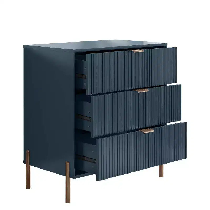Lot de 2 tables de chevet à 3 tiroirs Éclat Moderne – Bleu marine