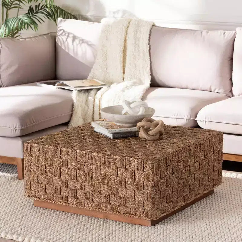 Table basse en jonc de mer naturel/marron clair