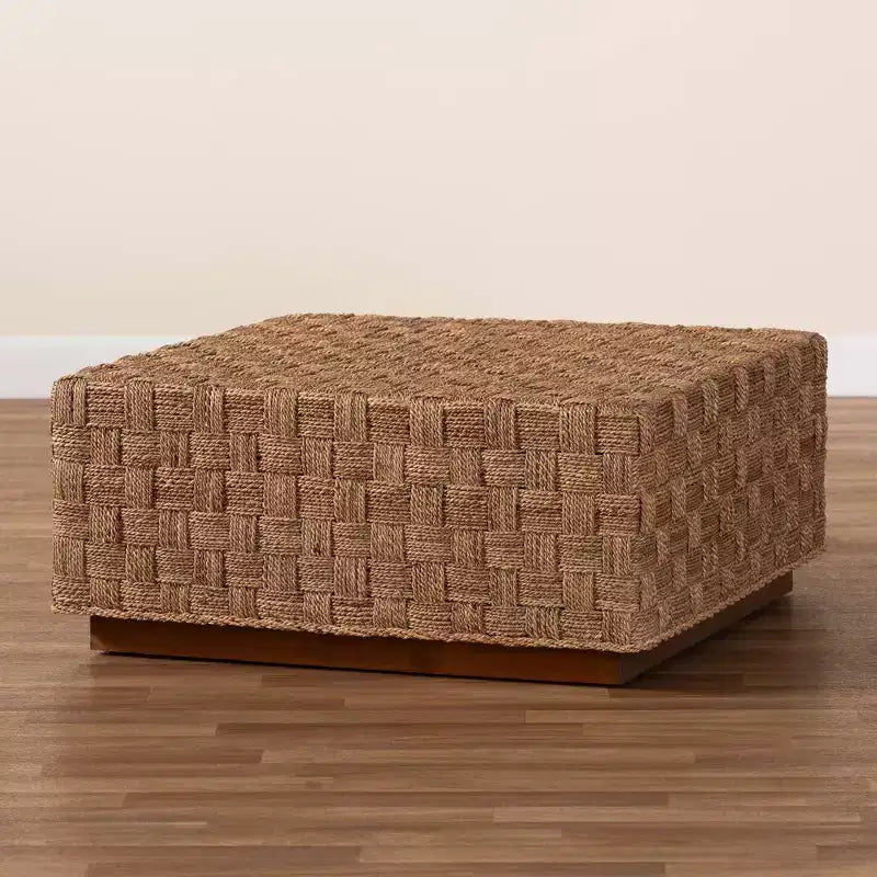 Table basse en jonc de mer naturel/marron clair
