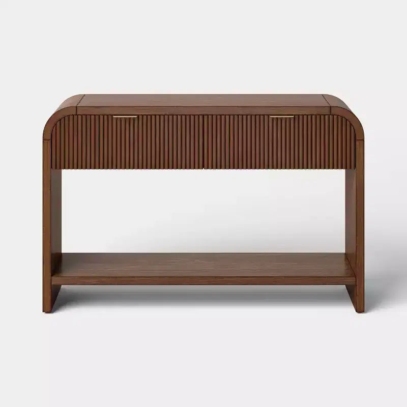 Console avec deux tiroirs, marron foncé