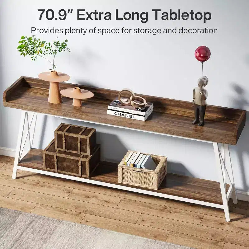 70.87 Table de canapé étroite à 2 niveaux