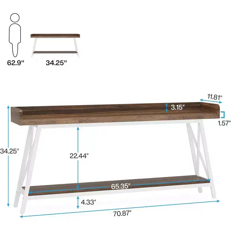 70.87 Table de canapé étroite à 2 niveaux