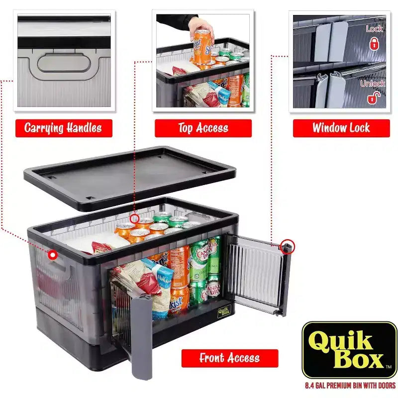 Bacs de rangement empilables avec portes Organiseur pliable et conteneur repliable