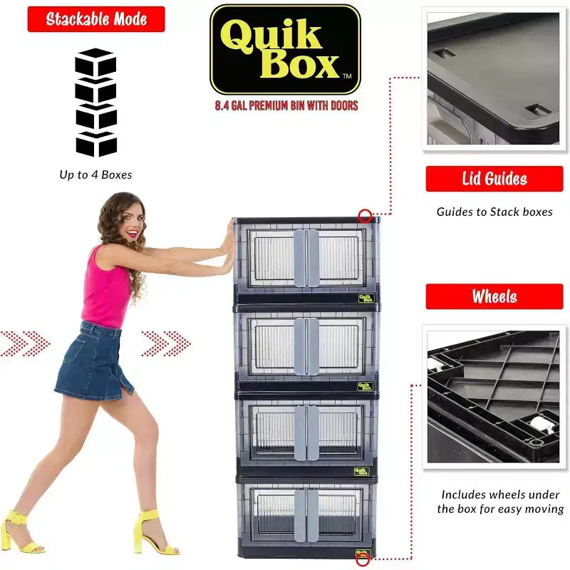 Bacs de rangement empilables avec portes Organiseur pliable et conteneur repliable