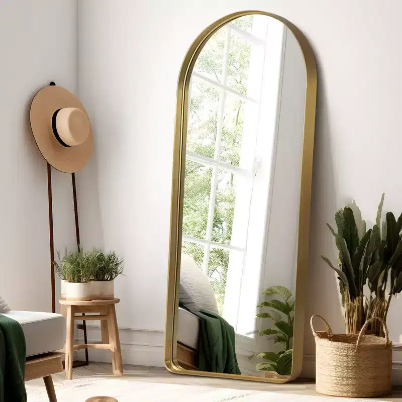 Dovelina Wall Mounted Mirror Arched Metal Frame Full Length Mirror