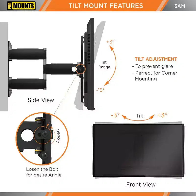 Support mural TV orientable pour téléviseurs de 30 à 65 po et jusqu'à 80 lb