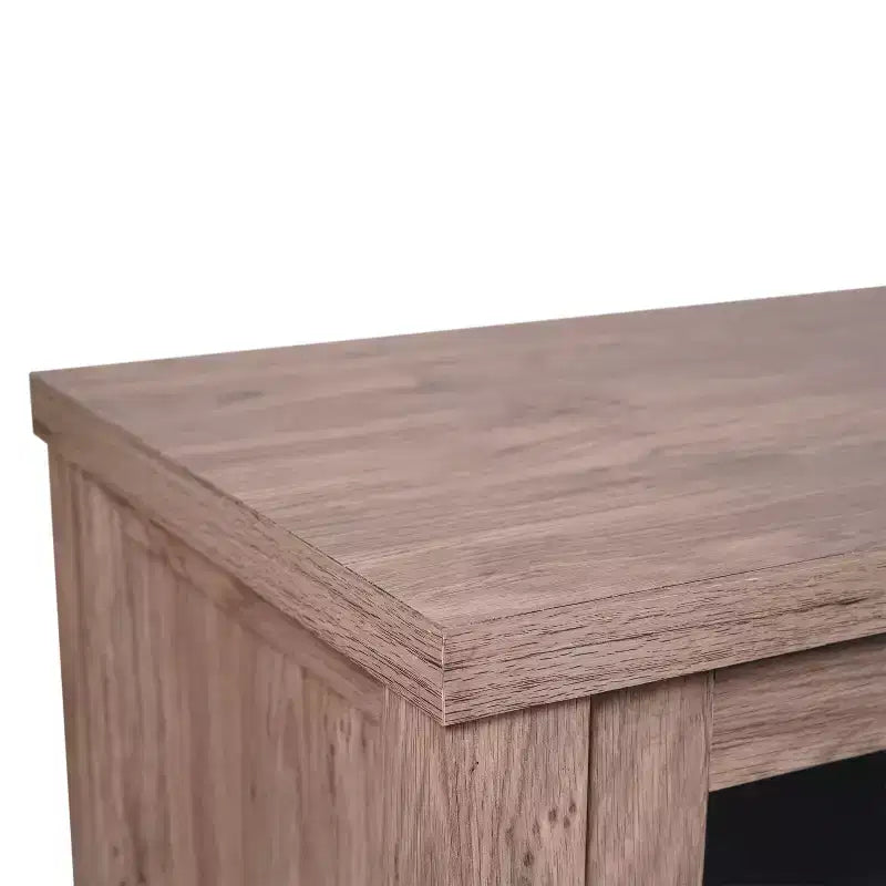 Buffet de cuisine et salle à manger moderne, meuble de rangement en bois composite avec 2 portes en verre trempé, 2 tiroirs, étagère ouverte