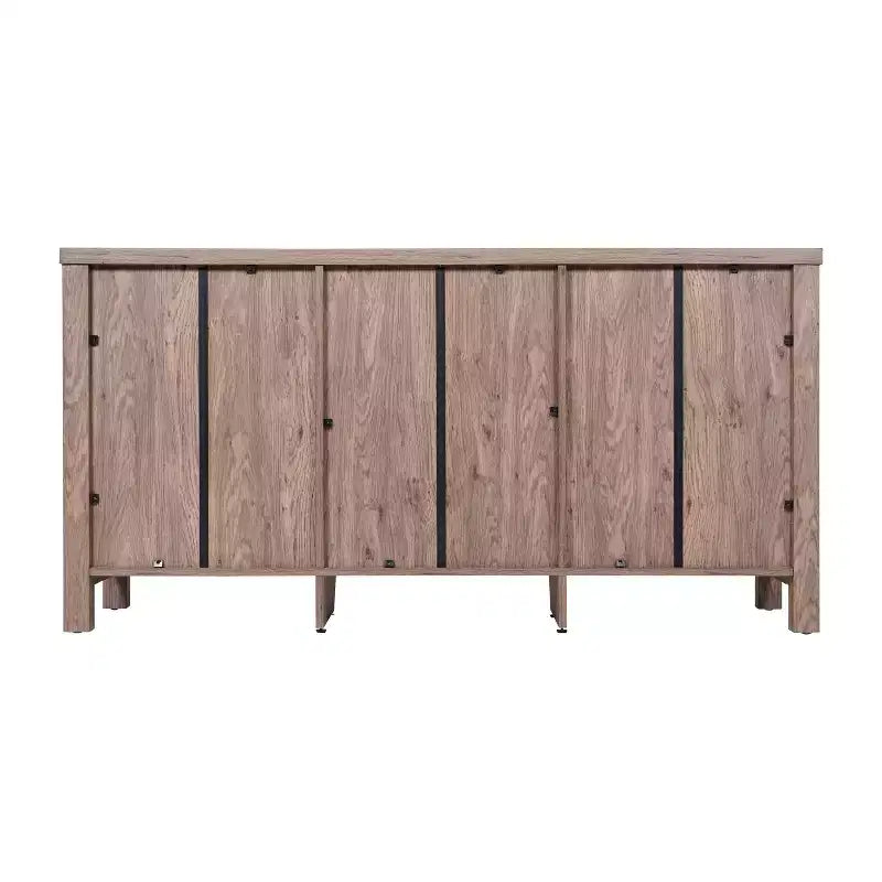 Buffet de cuisine et salle à manger moderne, meuble de rangement en bois composite avec 2 portes en verre trempé, 2 tiroirs, étagère ouverte