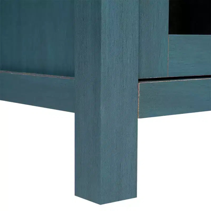 Buffet de cuisine et salle à manger moderne, meuble de rangement en bois composite avec 2 portes en verre trempé, 2 tiroirs, étagère ouverte
