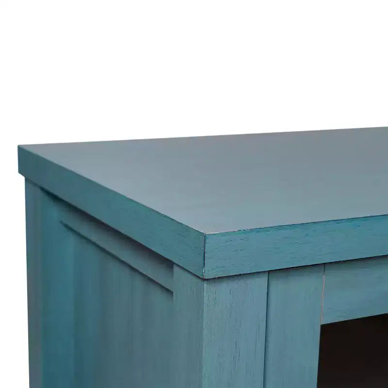 Buffet de cuisine et salle à manger moderne, meuble de rangement en bois composite avec 2 portes en verre trempé, 2 tiroirs, étagère ouverte