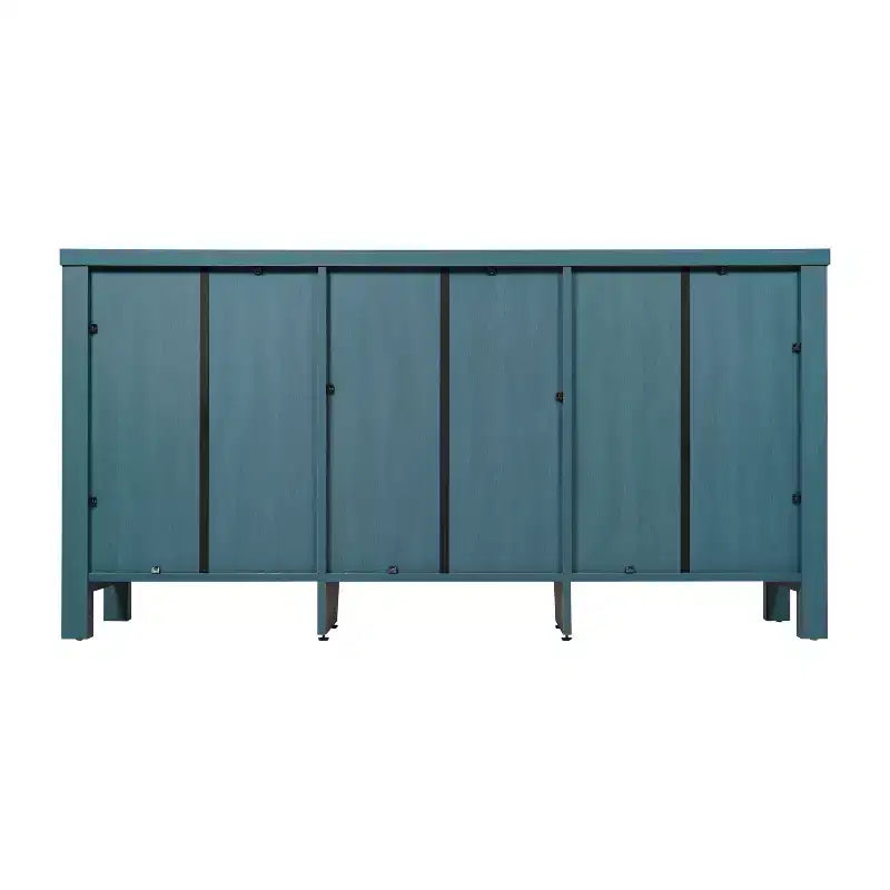 Buffet de cuisine et salle à manger moderne, meuble de rangement en bois composite avec 2 portes en verre trempé, 2 tiroirs, étagère ouverte