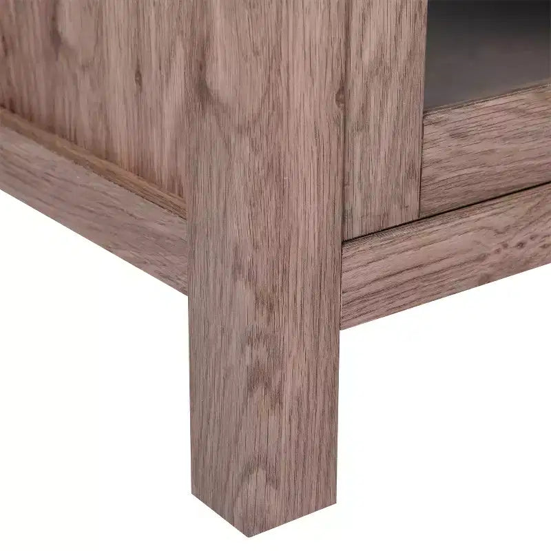 Buffet de cuisine et salle à manger moderne, meuble de rangement en bois composite avec 2 portes en verre trempé, 2 tiroirs, étagère ouverte