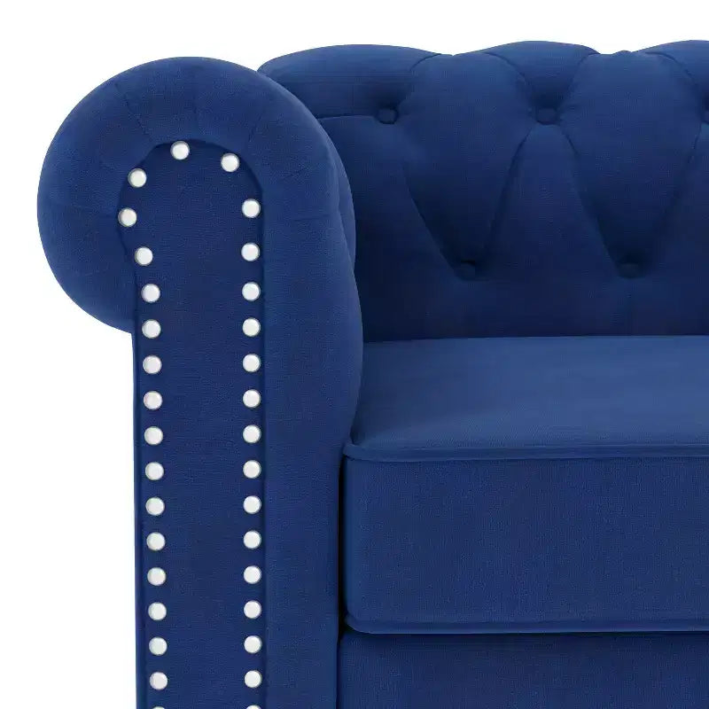 Canapés bleus en velours de 60 po, causeuse 2 places pour ensembles de meubles de salon